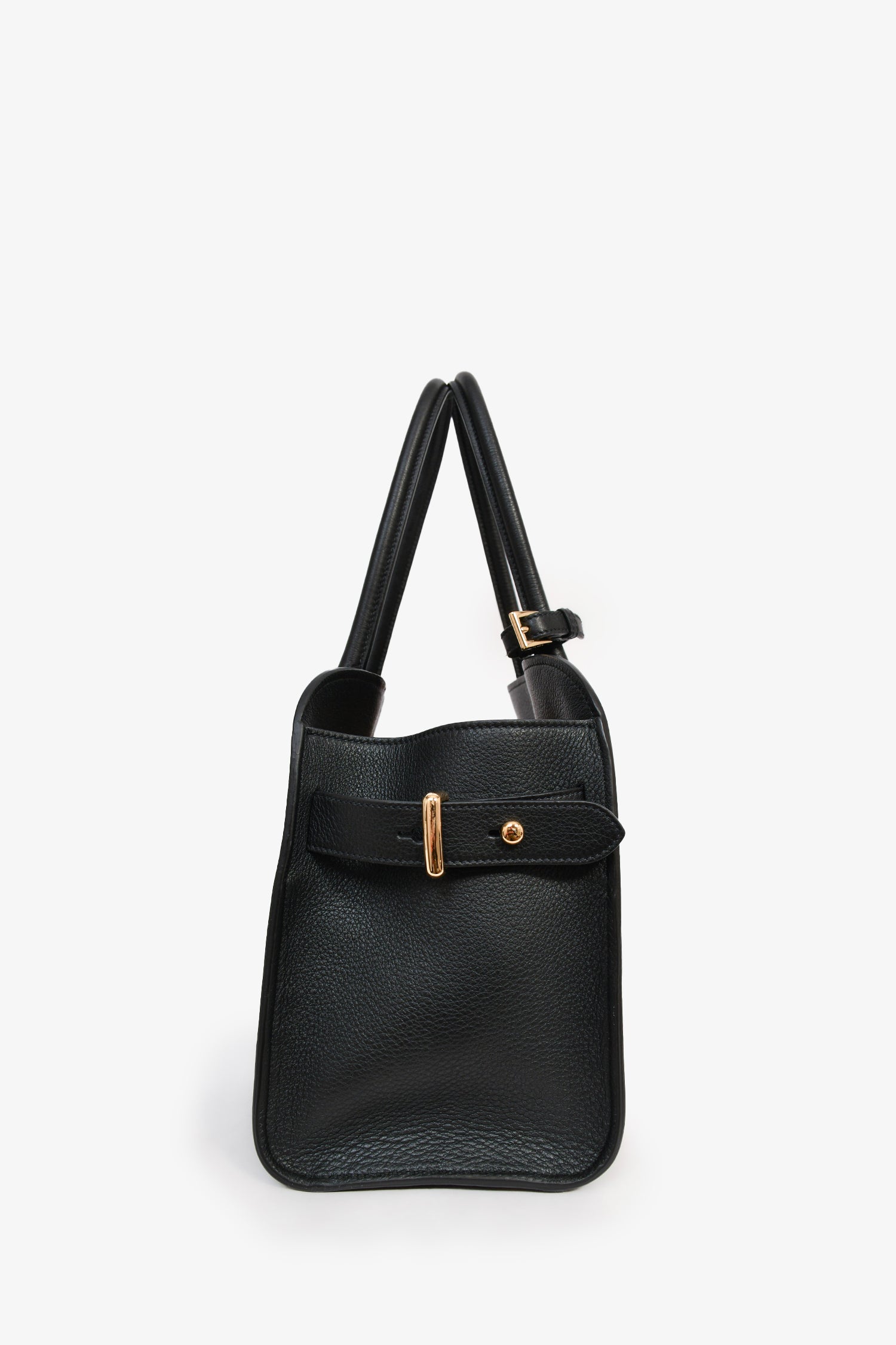 PRD Black Leather Medium Tote Bag