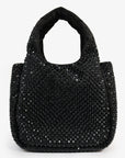 PRD Holiday Black Satin Crystal Top Handle Mini Tote Bag