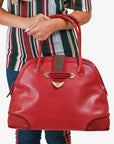 Christian DOR Red Leather Large Western Top Handle Bag