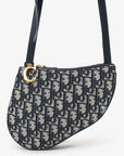 Christian DOR Oblique Canvas Saddle Triple Zip Crossbody bag