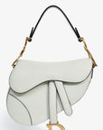 Christian DOR White Grained Leather Mini Saddle Bag