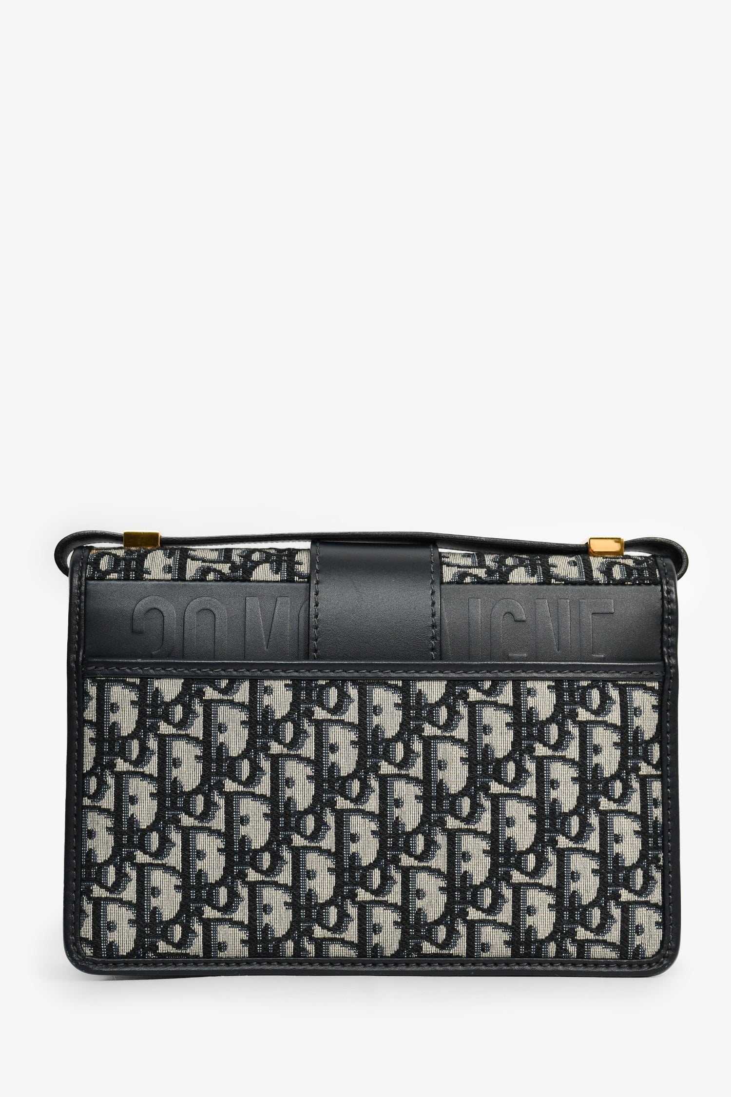 Christian DOR Navy Leather/Oblique Montaigne Shoulder Bag