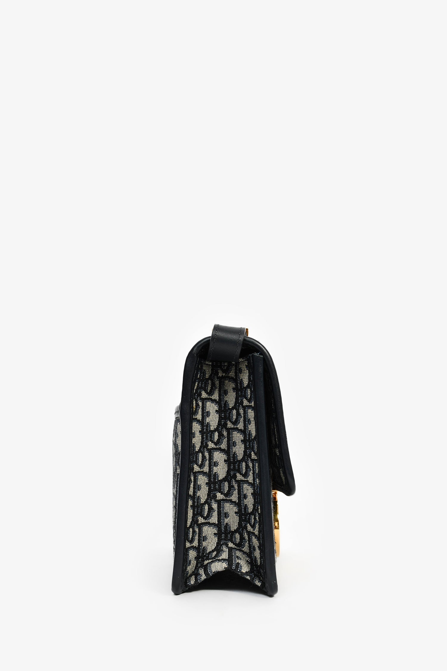 Christian DOR Navy Leather/Oblique Montaigne Shoulder Bag