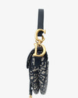 Christian DOR Blue Oblique Jacquard Mini Saddle Bag With Strap