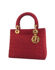 Christian DOR Cannage Charm Handbag Red Vintage cstet