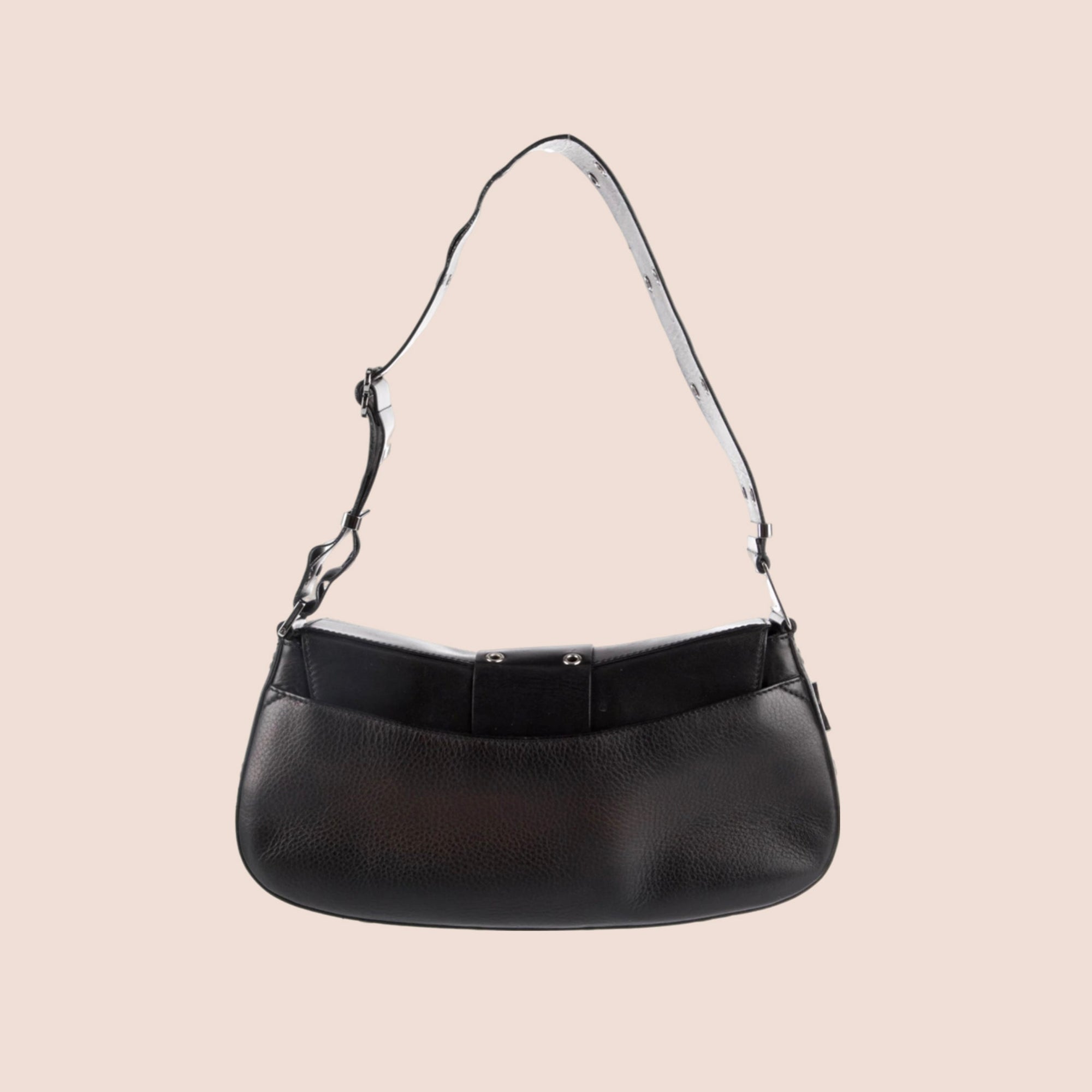 CHRISTIAN DOR BLACK LEATHER STREET CHIC COLUMBUS BAG