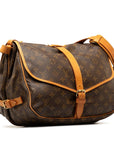 Brown LV Monogram Saumur 35 Crossbody Bag