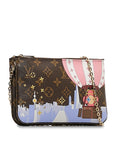 Brown LV Monogram Double Zip Pochette Illustre Vivienne Shanghai Clutch Bag