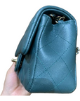 CHNL Mini Rectangle, 17B Dark Turquoise Green Caviar Leather with Shiny Gold Hardware
