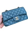 CHNL Mini Rectangle, 17B Dark Turquoise Green Caviar Leather with Shiny Gold Hardware