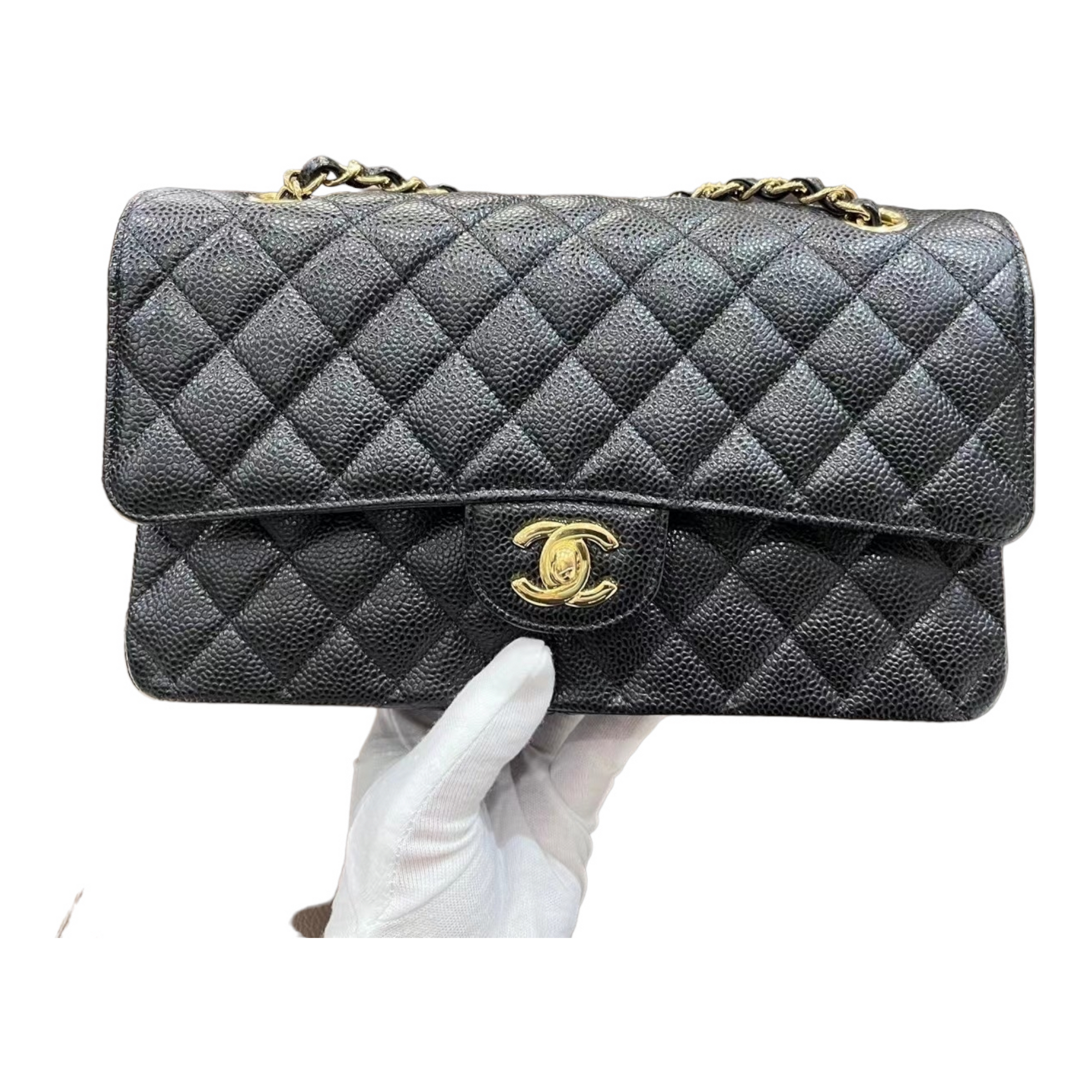 CHNL CLASSIC Black Caviar Medium Flap Bag