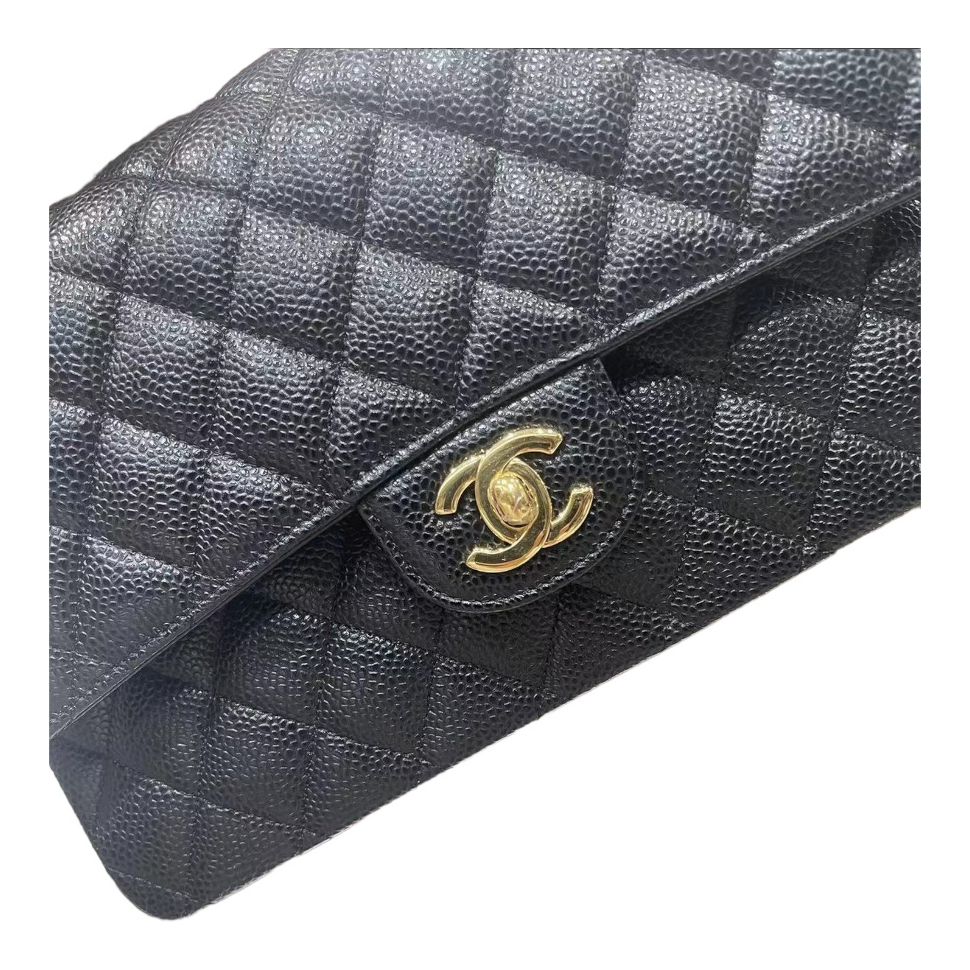 CHNL CLASSIC Black Caviar Medium Flap Bag