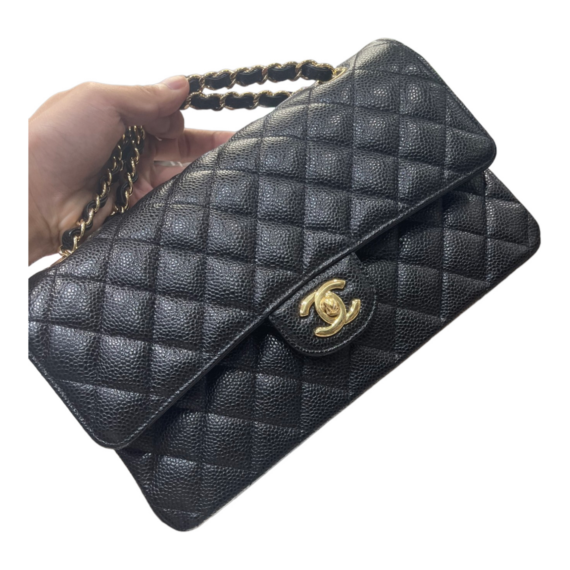 CHNL CLASSIC Black Caviar Medium Flap Bag