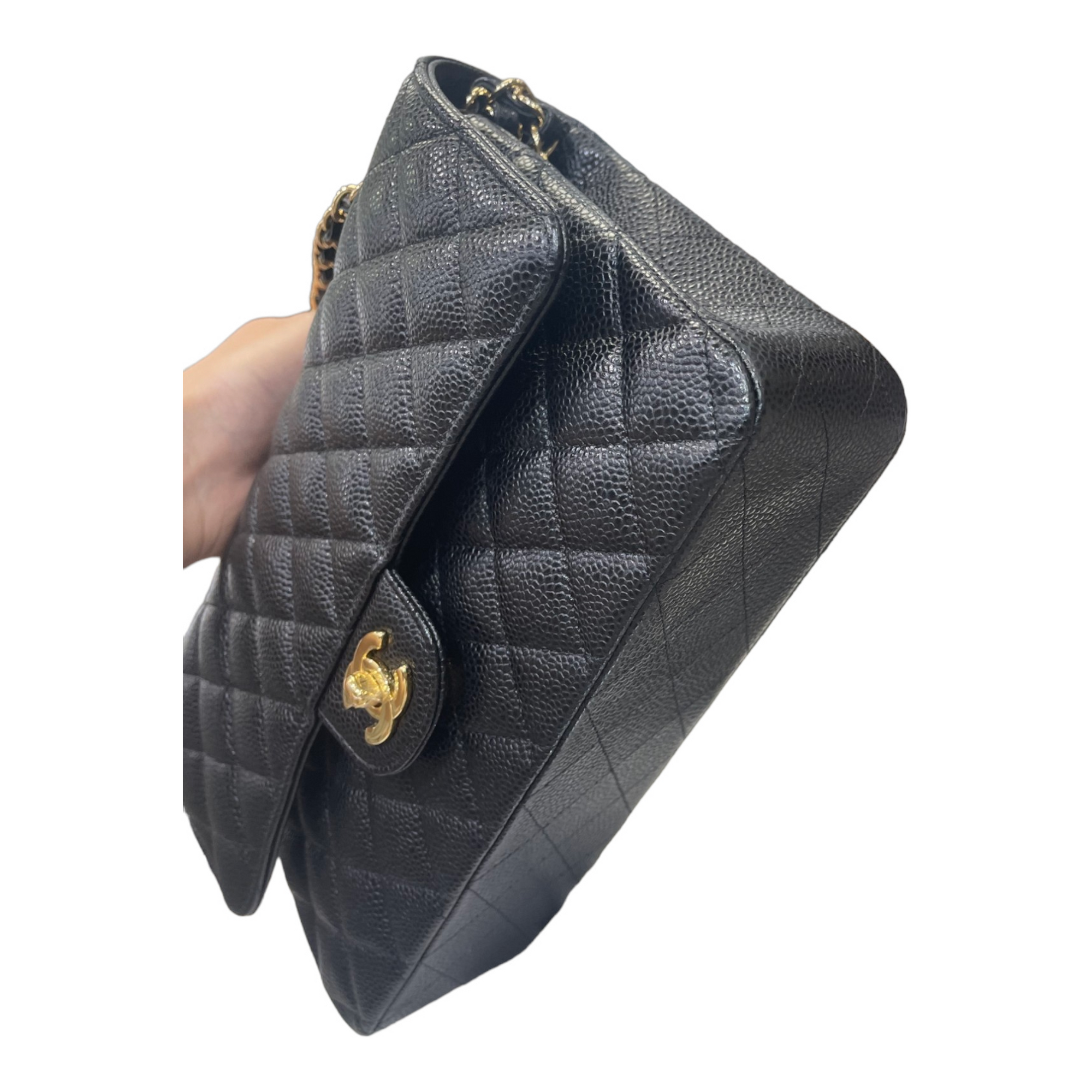 CHNL CLASSIC Black Caviar Medium Flap Bag