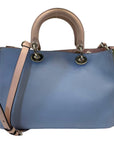 Christian DOR Baby Blue Leather/Python Medium DORissimo Shopper Tote Bag