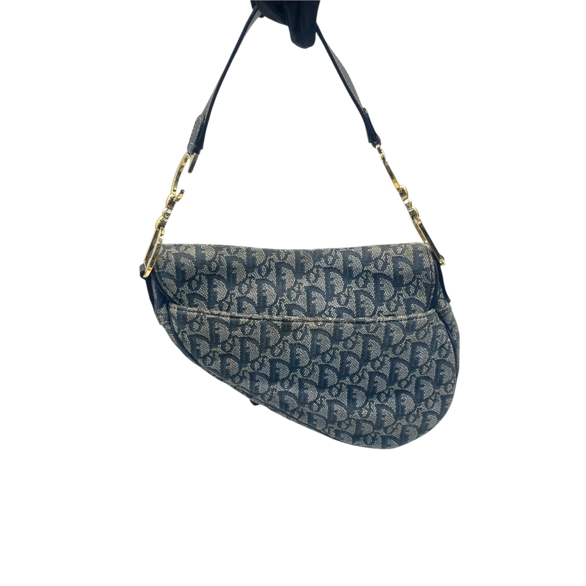 Christian DOR Blue Saddle Bag Oblique Jacquard Bag