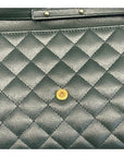 YSL Dark Green Chevron Quilted Leather Envelope Flap Bag
