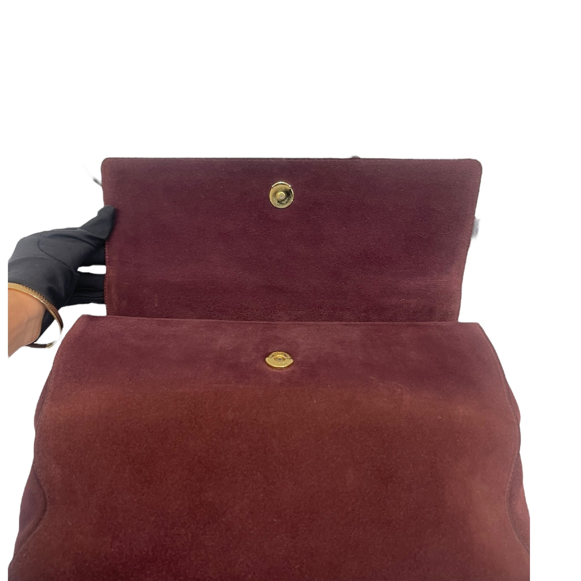 YSL Burgundy/Black Suede and Leather Medium Moujik Tote Bag