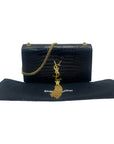 YSL Kate Medium in Black Croc Embossed Leather