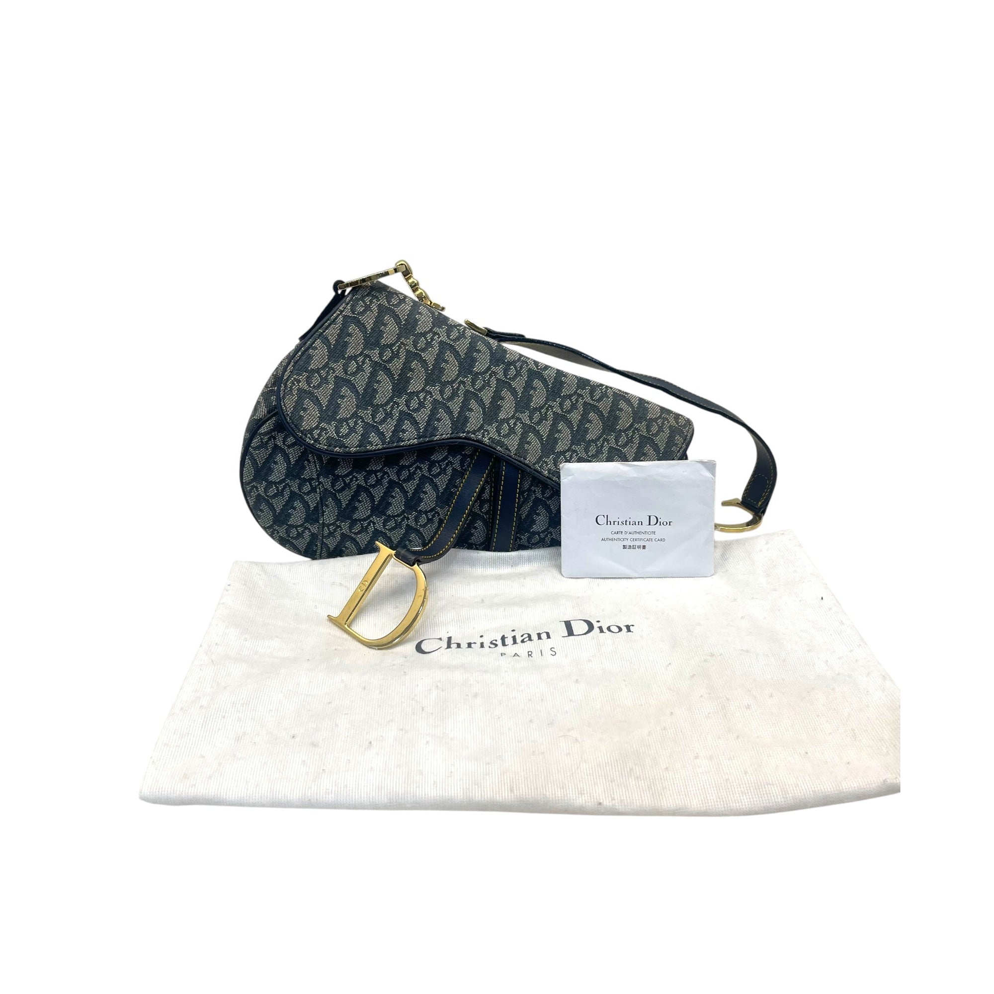 Christian DOR Blue Saddle Bag Oblique Jacquard Bag
