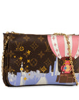 Brown LV Monogram Double Zip Pochette Illustre Vivienne Shanghai Crossbody Bag