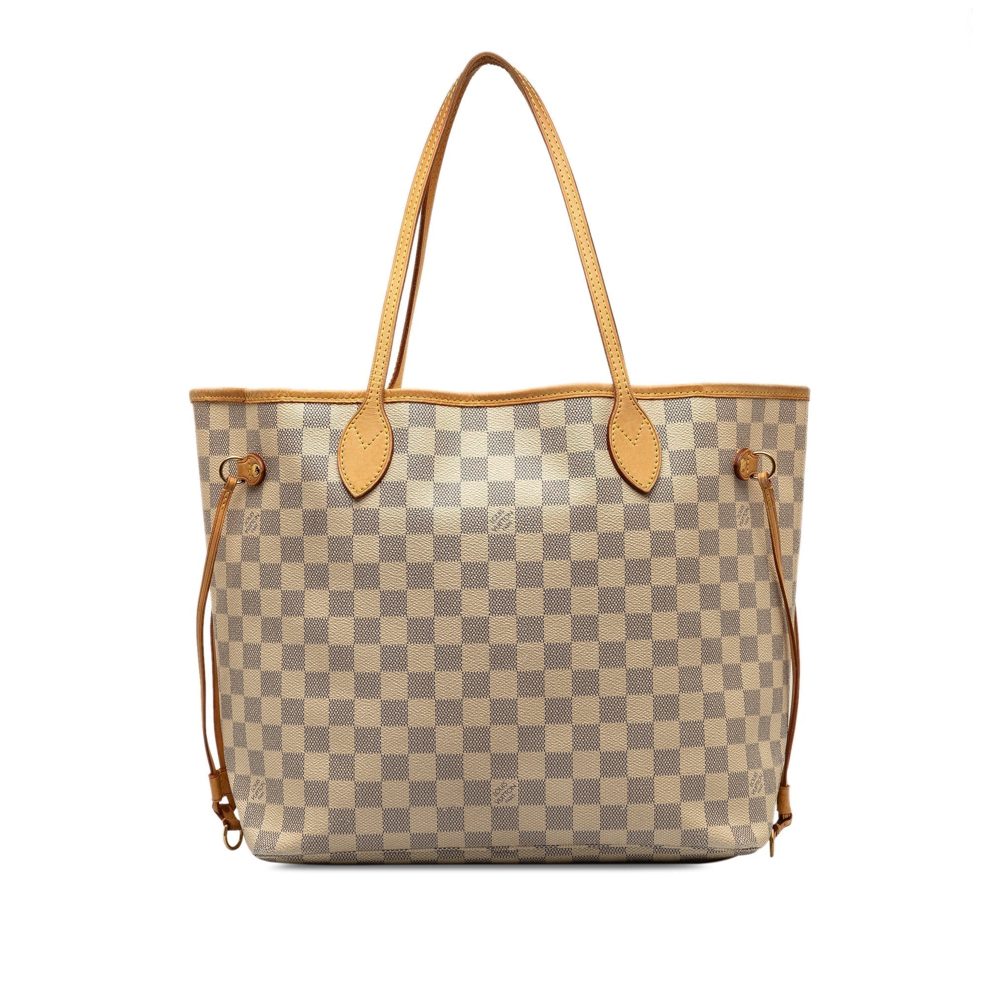 Beige LV Damier Azur Neverfull MM Tote Bag