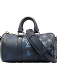 Blue LV Taurillon Ink Watercolor Keepall Bandouliere XS Satchel