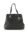 CHRISTIAN DOR Black Coated Canvas Cannage Panarea Medium Tote Bag
