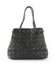 CHRISTIAN DOR Black Coated Canvas Cannage Panarea Medium Tote Bag