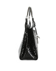 CHRISTIAN DOR Black Crocodile Embossed Patent Leather Large Shoulder Bag