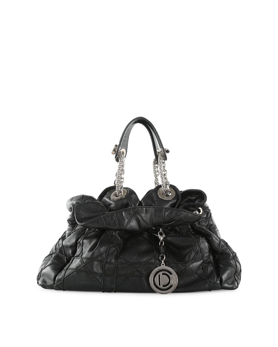CHRISTIAN DOR Black Cannage Leather Le Trente Hobo Bag