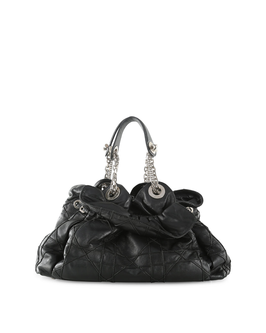 CHRISTIAN DOR Black Cannage Leather Le Trente Hobo Bag