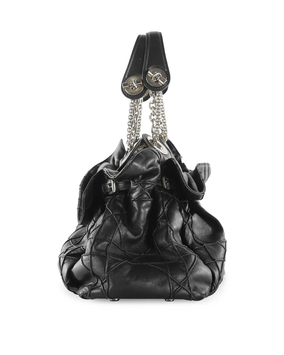 CHRISTIAN DOR Black Cannage Leather Le Trente Hobo Bag