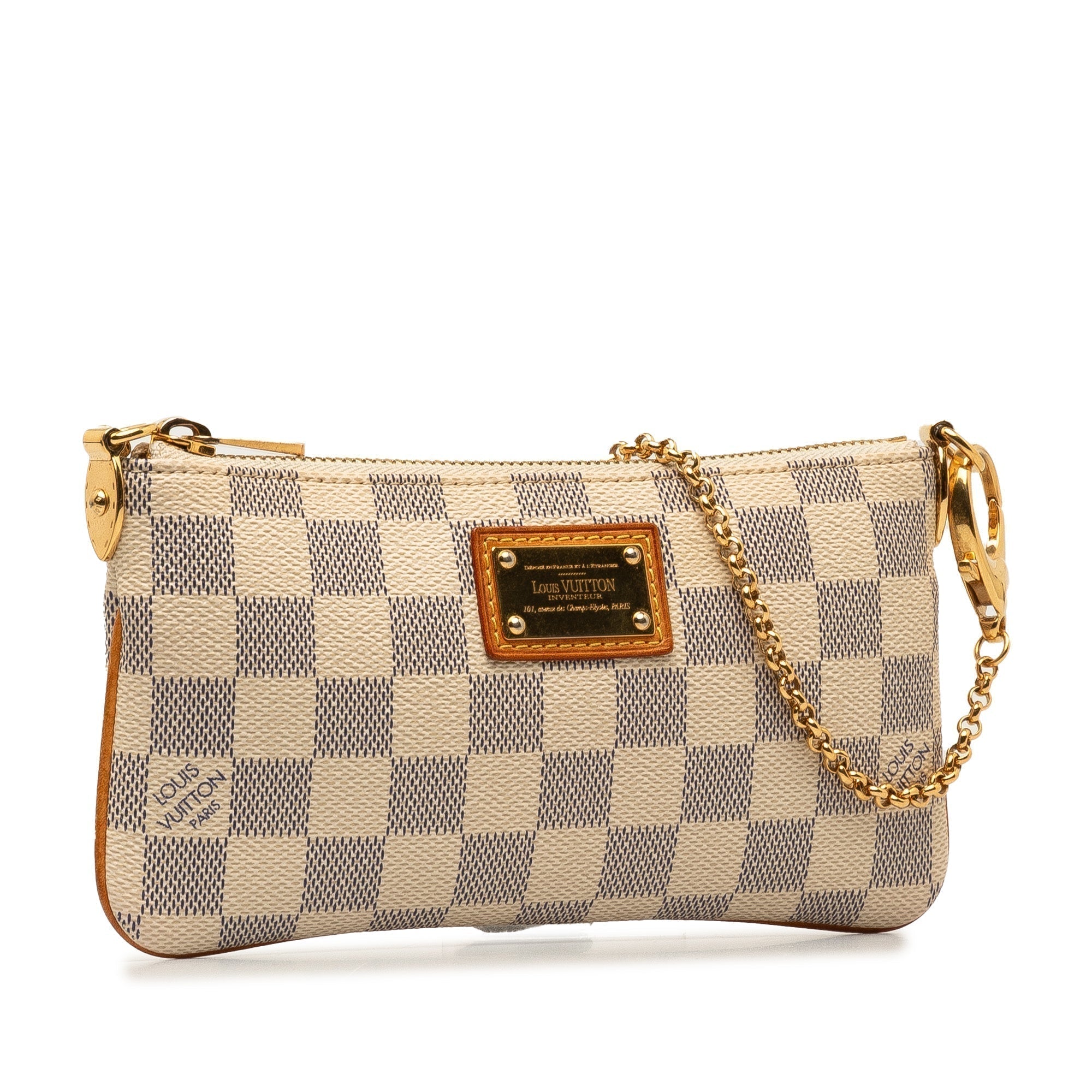 Beige LV Damier Azur Pochette Milla MM Shoulder Bag
