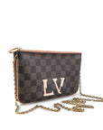 Brown LV Damier Ebene Pochette Double Zip Crossbody Bag