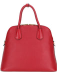PRD CONVERTIBLE DOME SATCHEL LARGE RED SAFFIANO LEATHER GOLD HARDWARE, WITH CARD, STRAP & DUST COVER