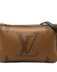 Brown LV Monogram Giant Reverse Double Zip Pochette Crossbody Bag