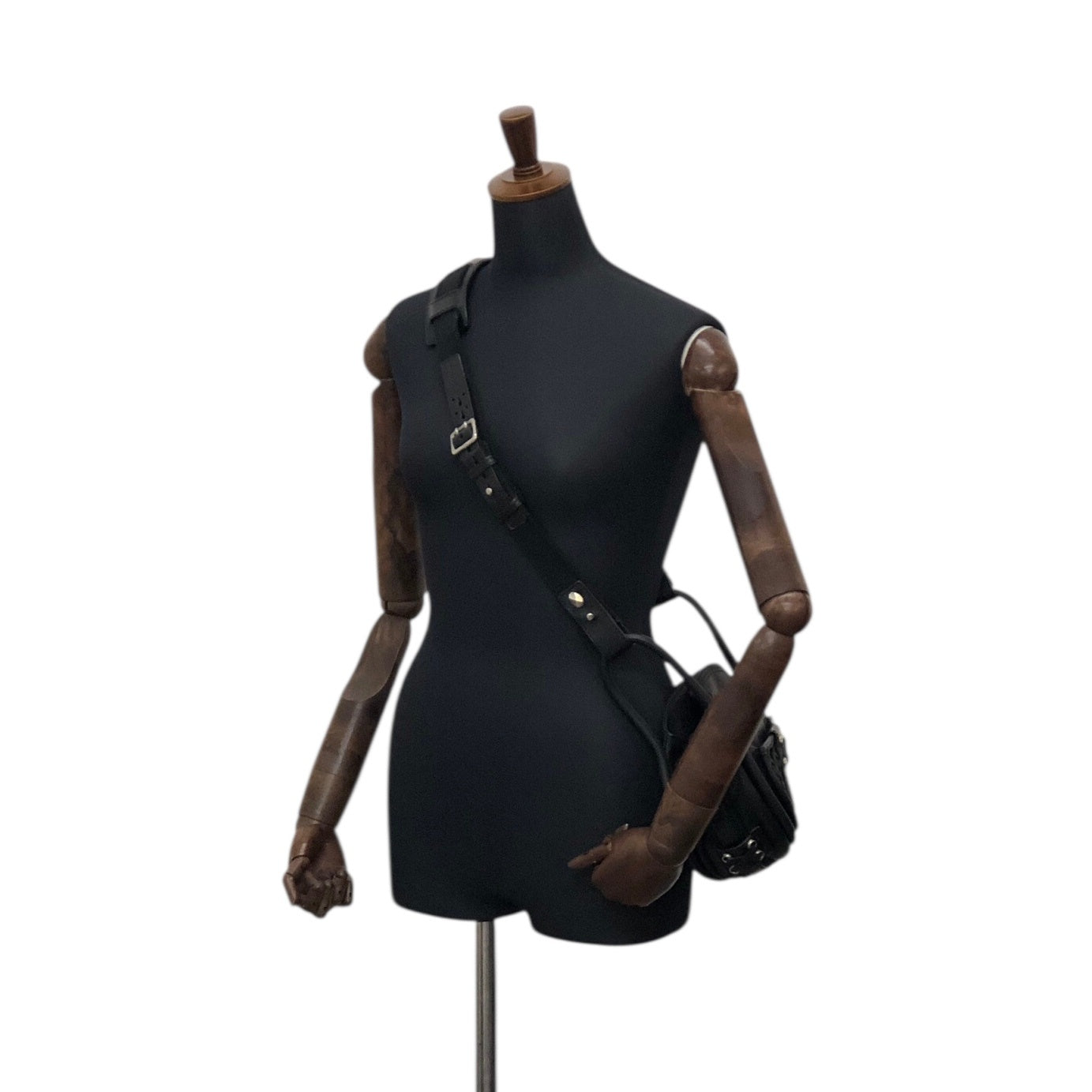 Christian DOR Cannage Round Shoulder bag Black Vintage kburx