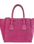 PRD WAYS BAG (BN) MEDIUM PINK SUEDE SILVER HARDWARE WITH DUST COVER AND STRAP