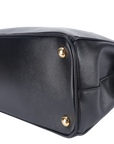 PRD BN DOUBLE ZIP SATCHEL BAG BLACK SAFFIANO LEATHER GOLD HARDWARE WITH STRAPS, CARD AND DUST COVER