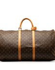 Brown LV Monogram Keepall Bandouliere 60 Travel Bag