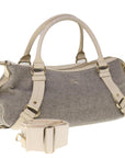BBERRY Blue Label Shoulder Bag Wool Gray Auth ac
