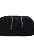 PRD Chain Boston Bag Nylon Black Auth ac