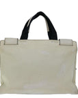 PRD Hand Bag Leather White Auth arB