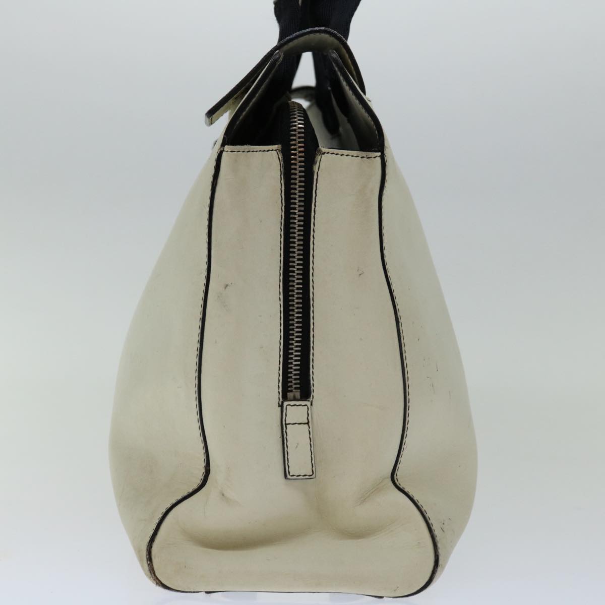 PRD Hand Bag Leather White Auth arB