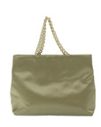 PRD Chain Hand Bag Satin Beige Auth arB