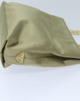 PRD Chain Hand Bag Satin Beige Auth arB