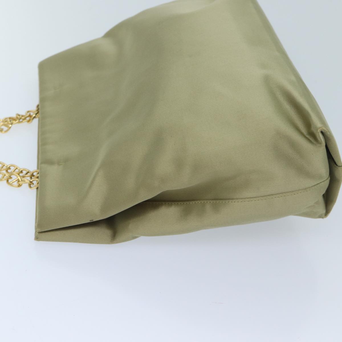 PRD Chain Hand Bag Satin Beige Auth arB