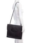 BBERRY Black Leather Large Fold Over Handbag