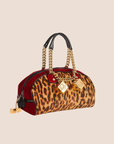 CHRISTIAN DOR LEOPARD PRINT VELVET GAMBLER DICE BAG
